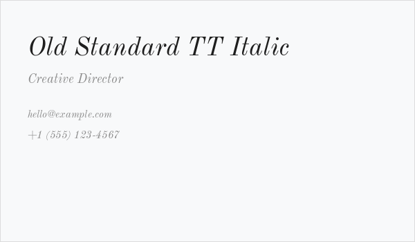 Old Standard TT Italic Business Card