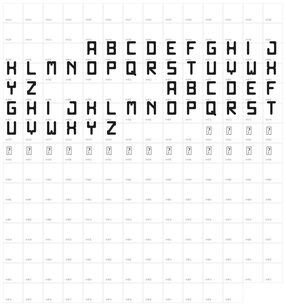 Old computer St Character Map