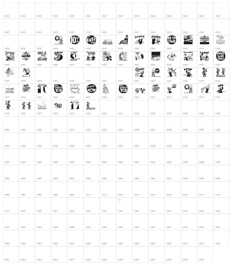 OldAdPosters Character Map