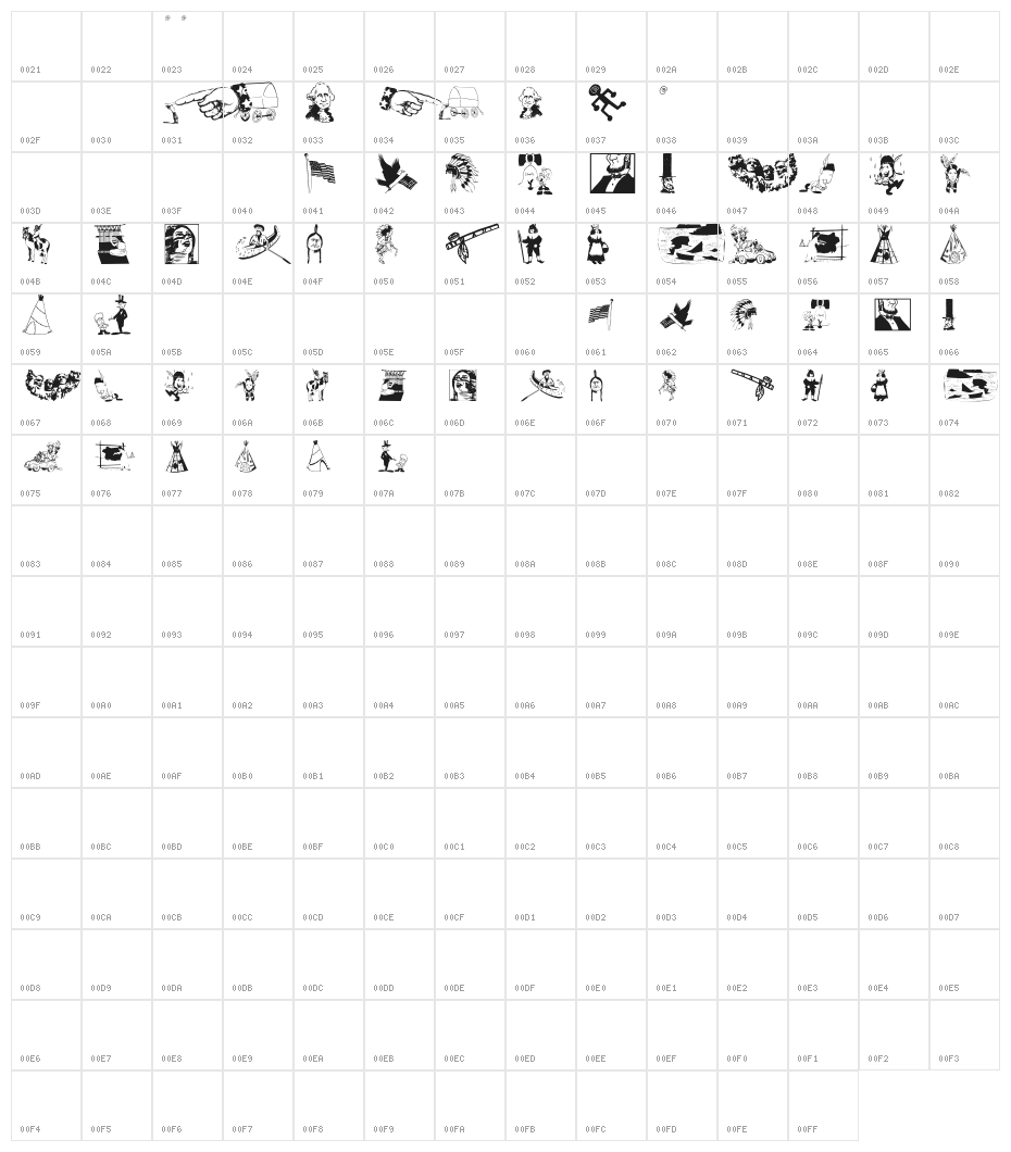 OldAmericanSymbols Character Map