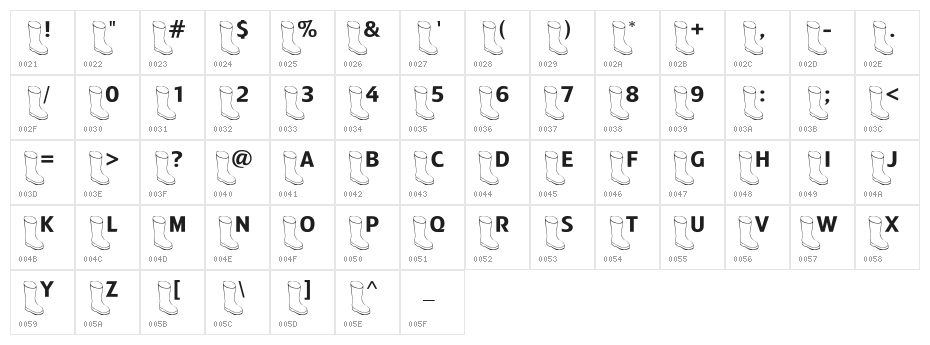 OldBoot Character Map