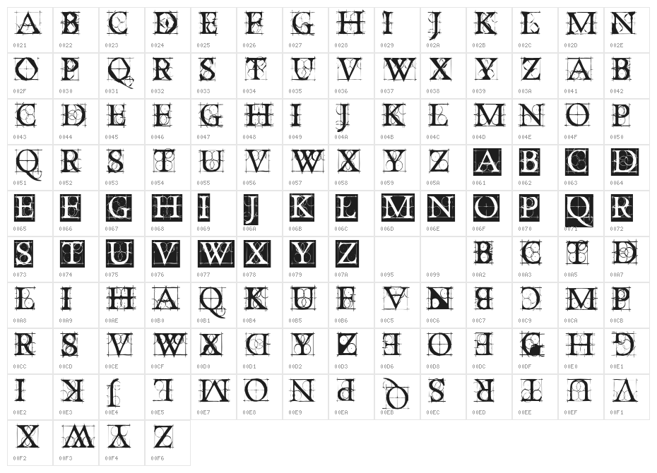 OldConstructedCaps Character Map