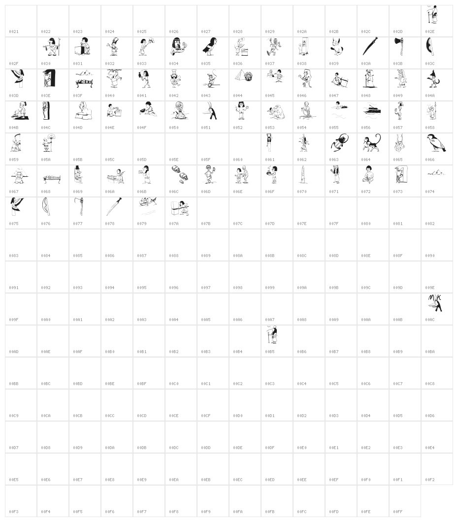 OldEgyptOne Character Map