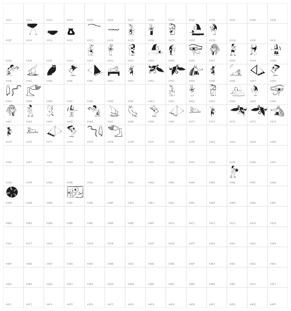 OldEgyptTwo Character Map