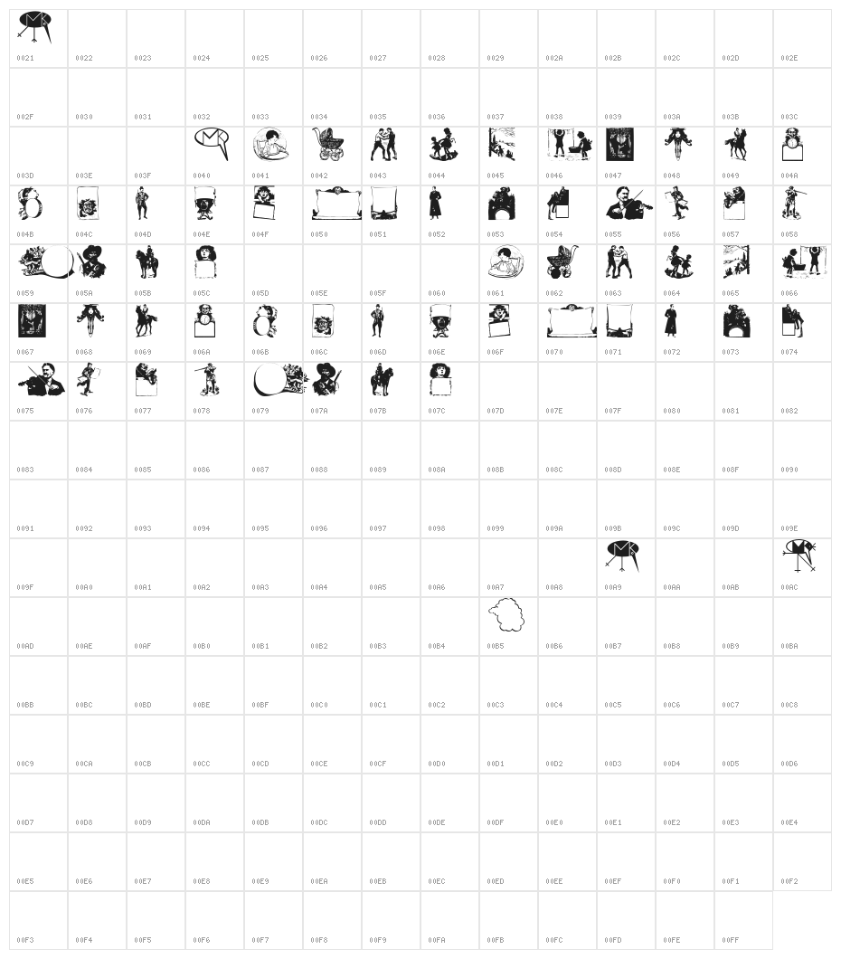 OldFashionPeople Character Map