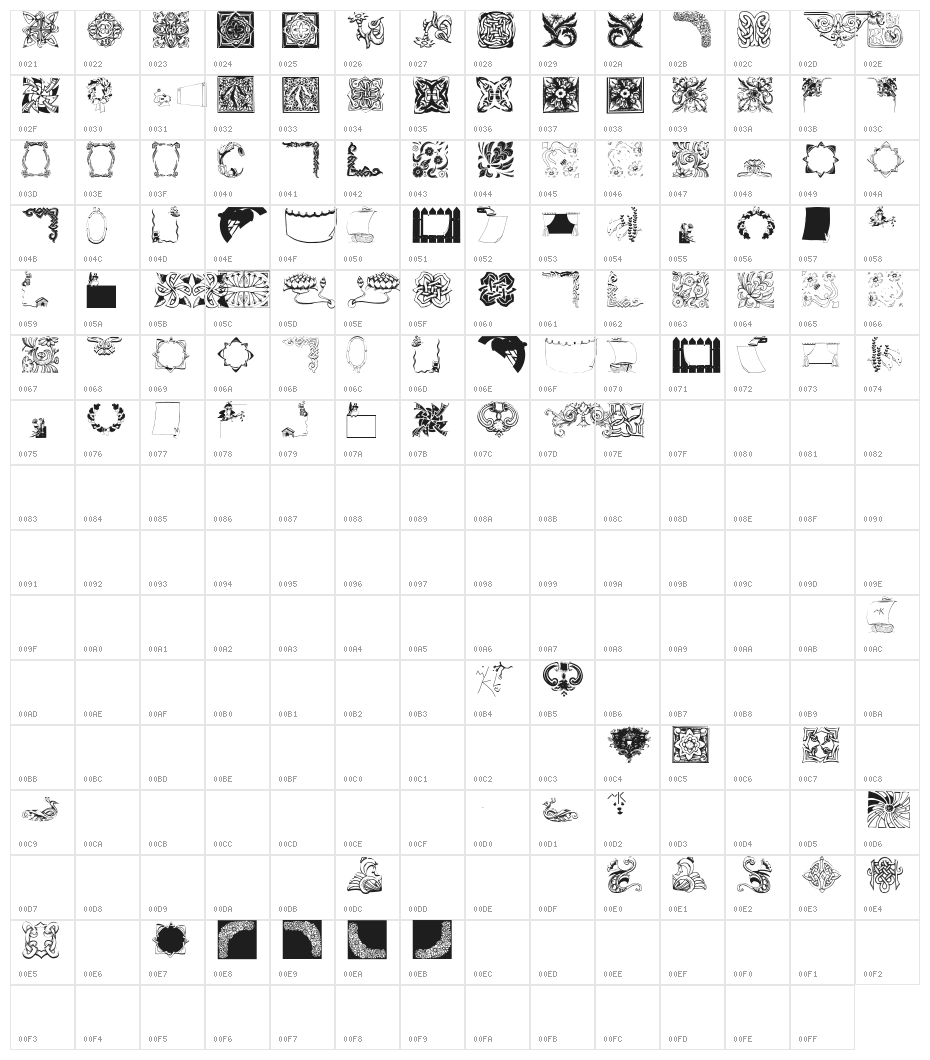 OldFramesSymbols Character Map
