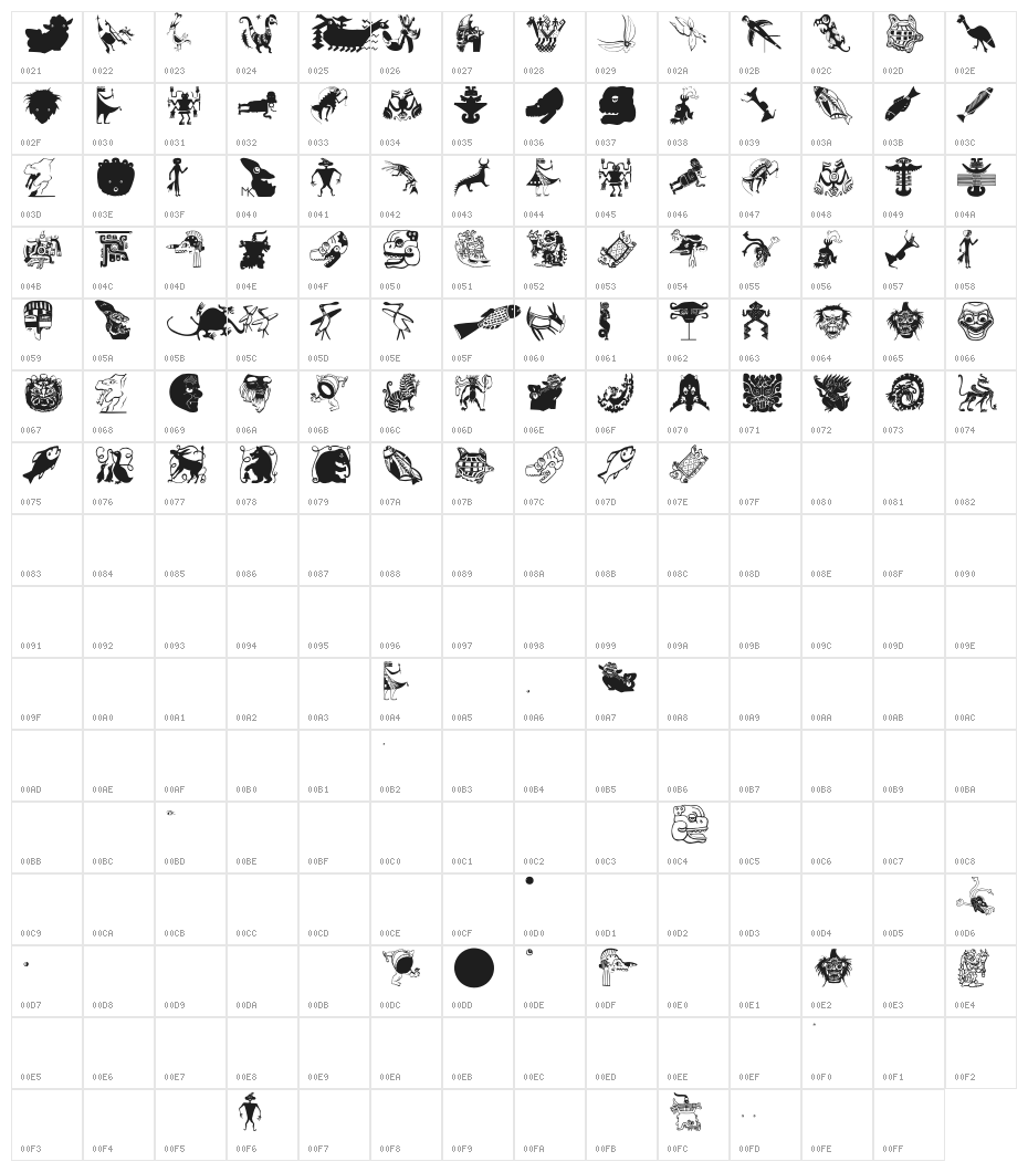 OldTribalSymbols Character Map