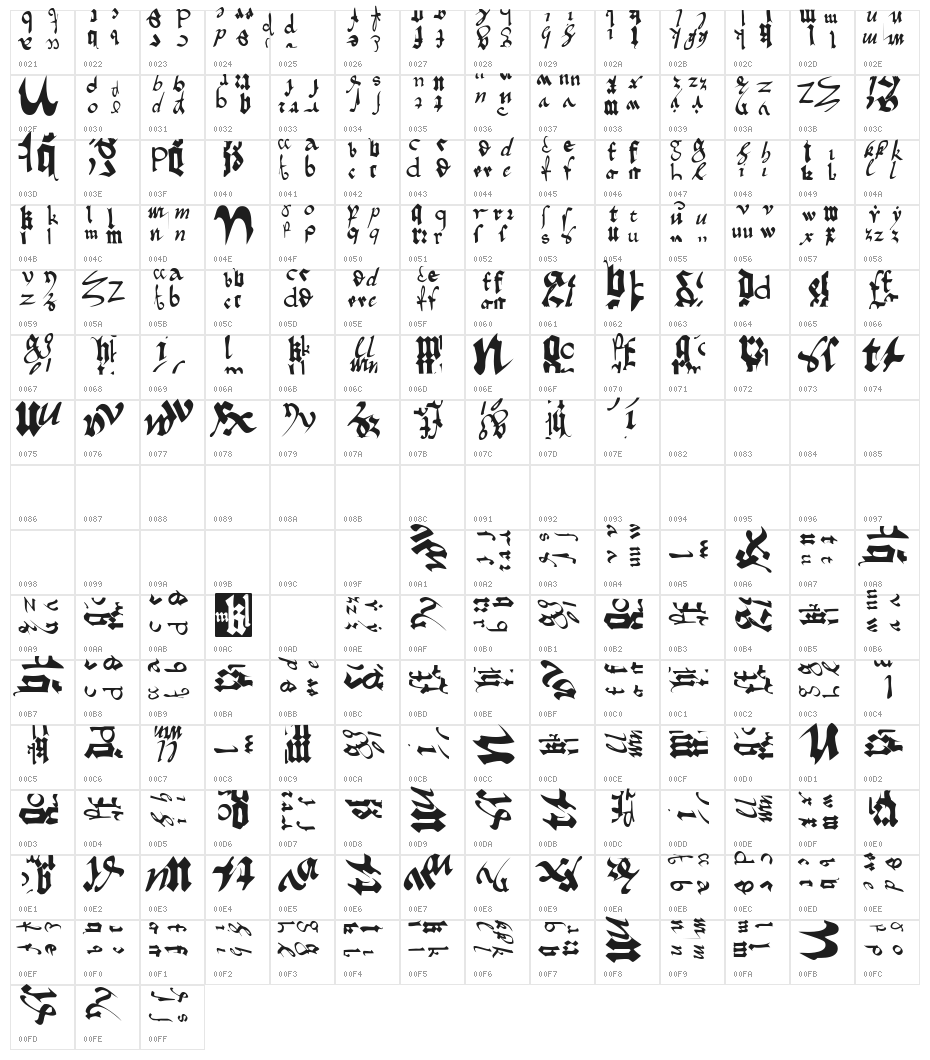 OldTypographicSymphony-Regular Character Map