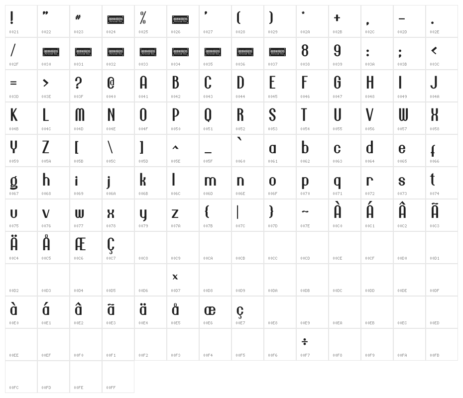 Oldbrothers - Personal Use Character Map