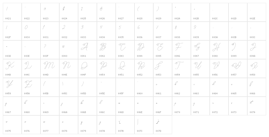 Older Historica Regular Character Map