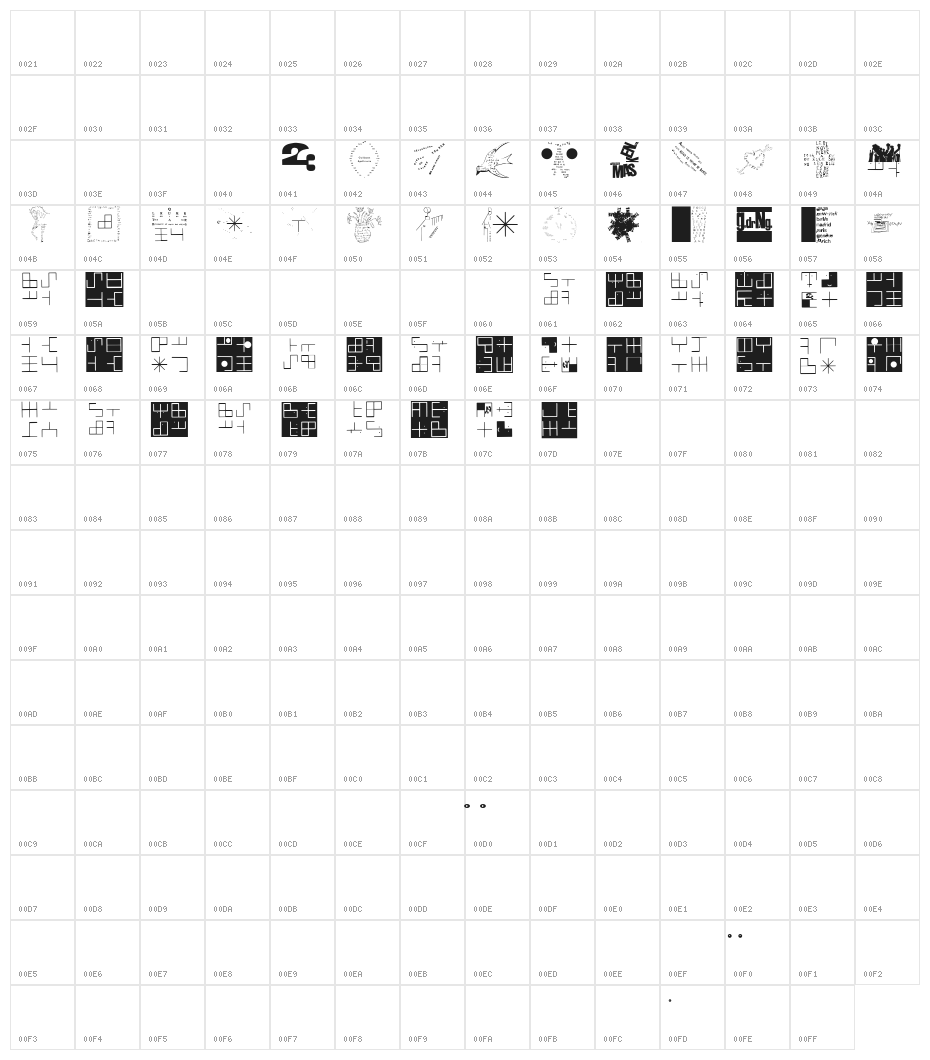OlderTypographicTraces Character Map