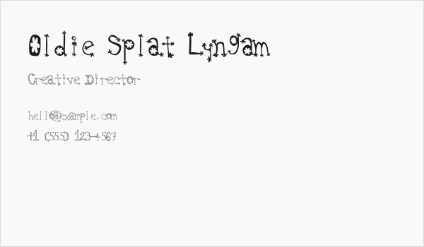 Oldie Splat Lyngam Business Card