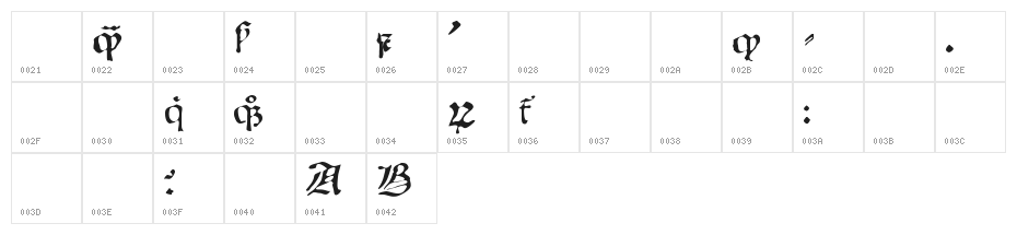 Oldprint Character Map