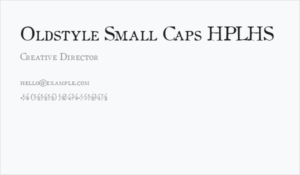 Oldstyle Small Caps HPLHS Business Card