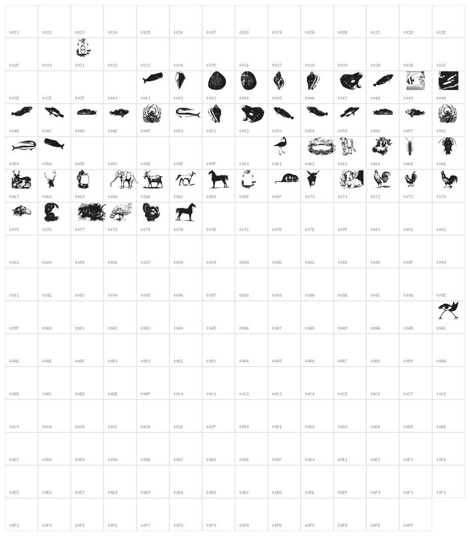 OldstyleZoo Character Map