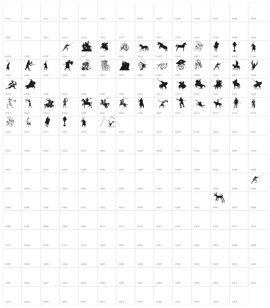 Oldtimers Character Map