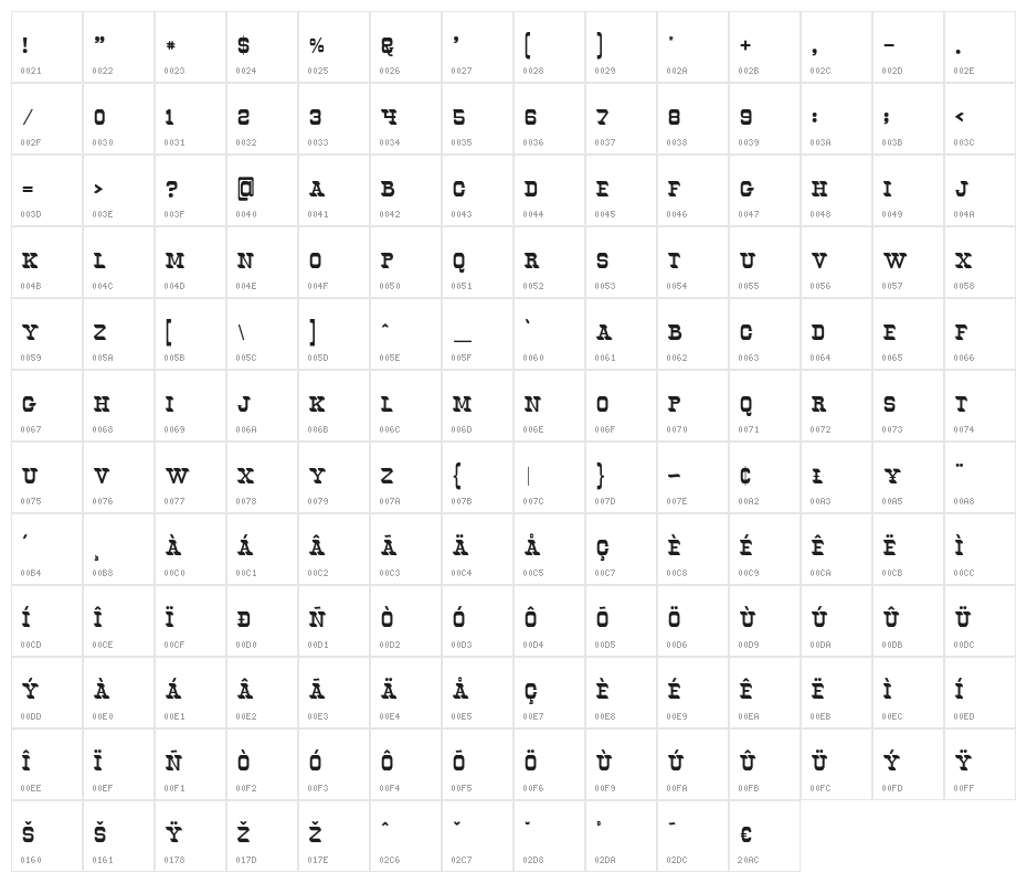 Oldways-Regular Character Map