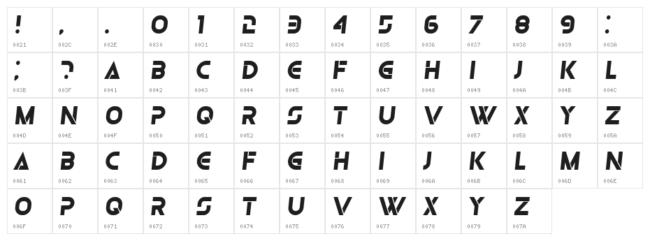 Olga Bold Italic Character Map