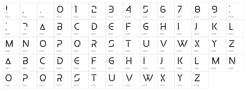 Olga Light Character Map