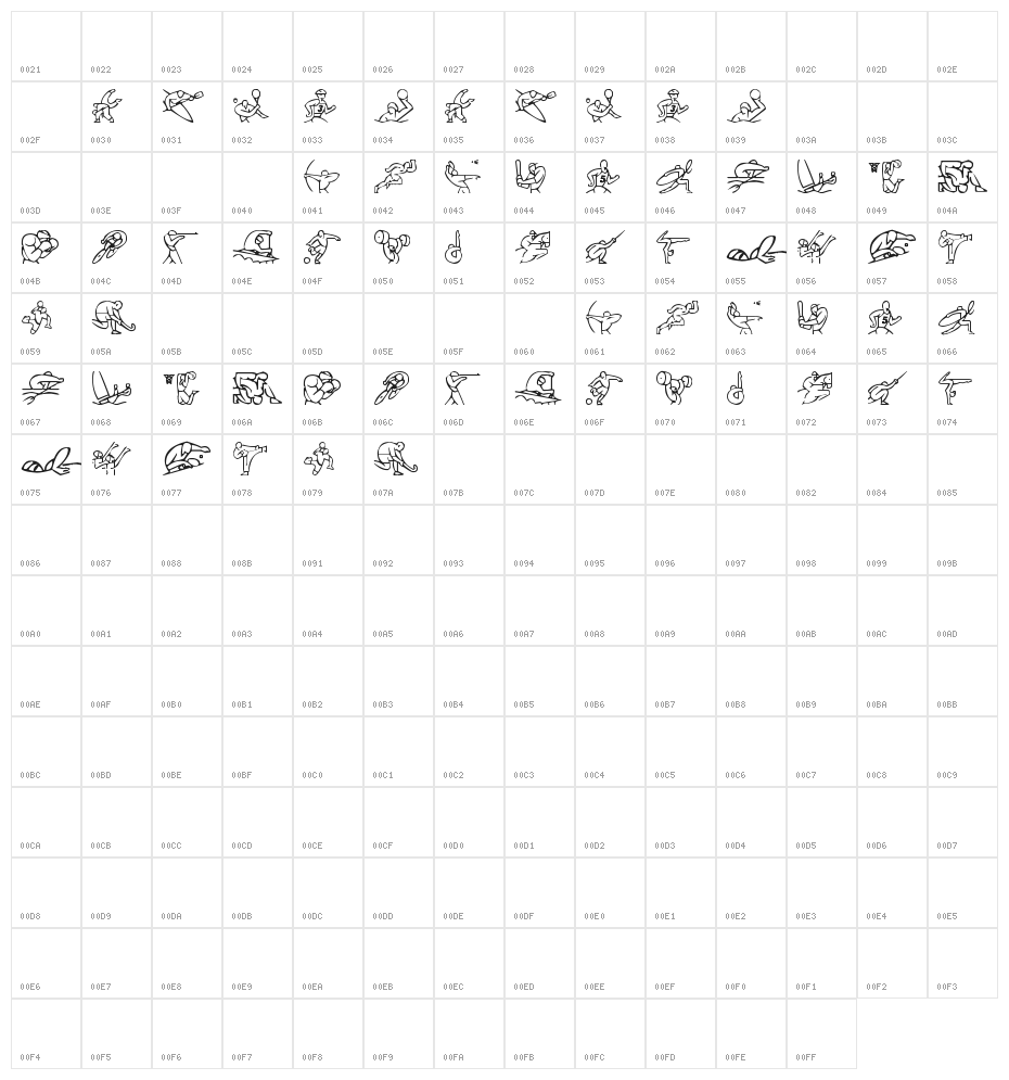 Olimpic Icons 1 Character Map