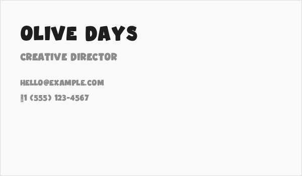 Olive Days Business Card