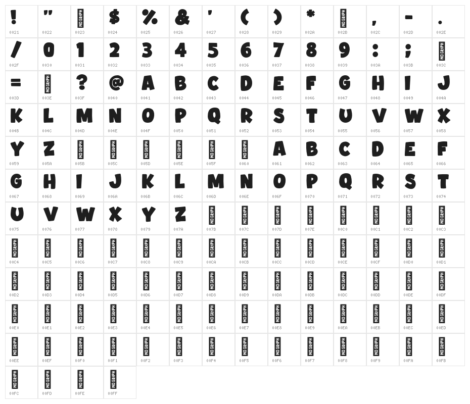 Olive Days Character Map