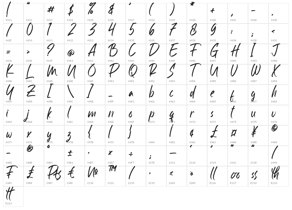 Olive _DEMO Character Map