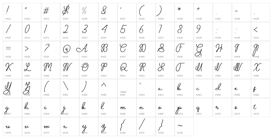 Olive free Character Map