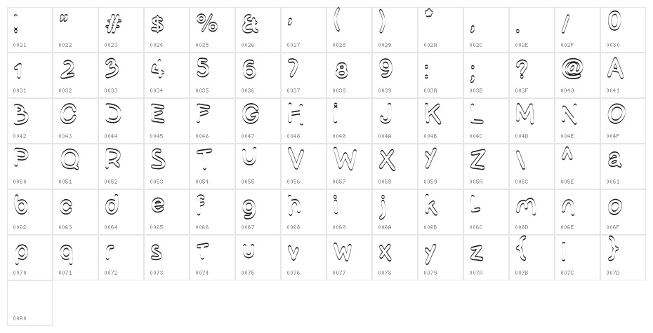 OlivesOutline Character Map