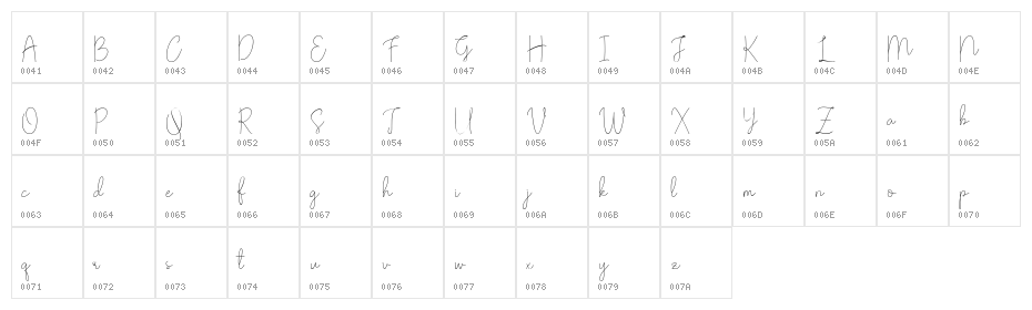 Olivia-Regular Character Map