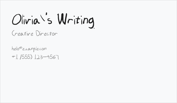 Olivia's Writing Business Card