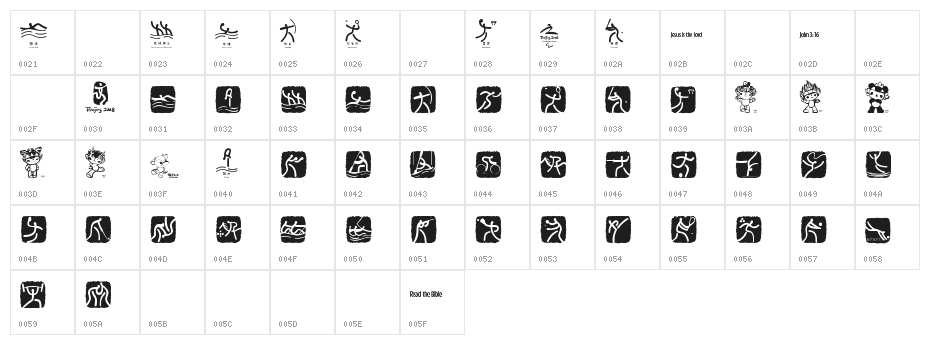 Olympic Beijing Picto Character Map