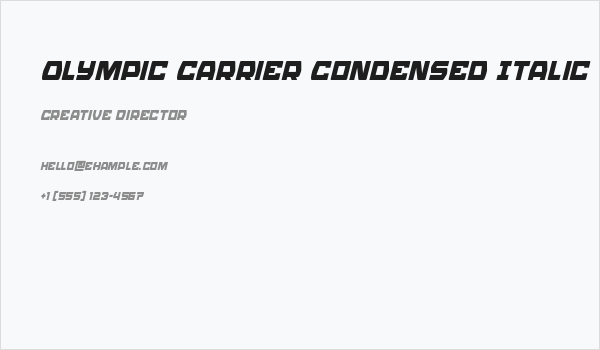 Olympic Carrier Condensed Italic Business Card