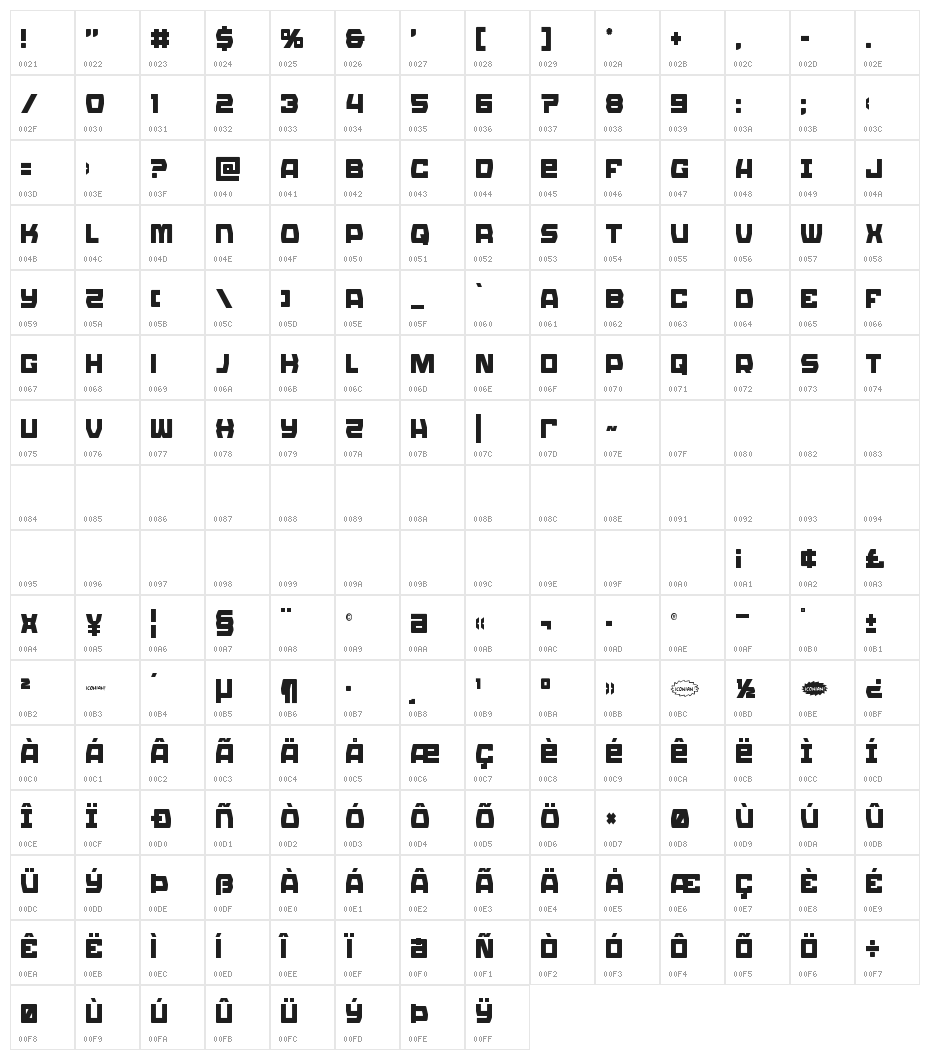 Olympic Carrier Condensed Character Map