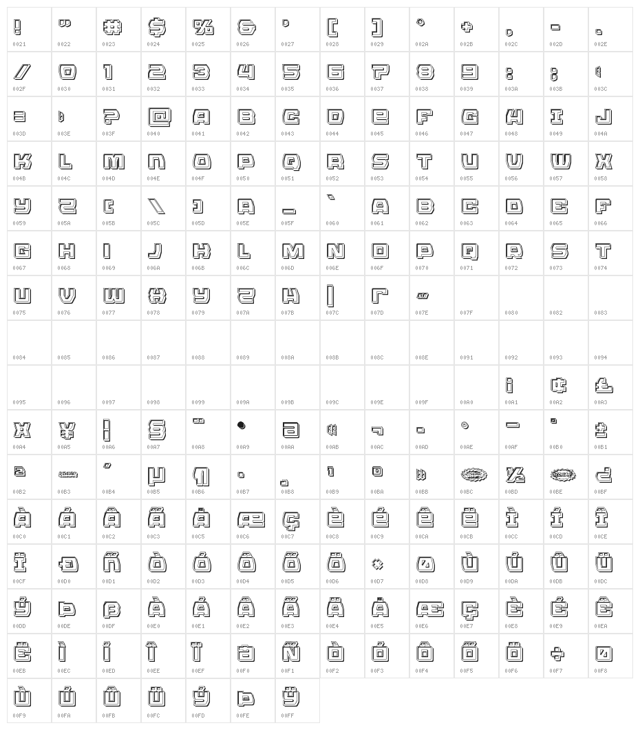 Olympic Carrier Engraved Character Map
