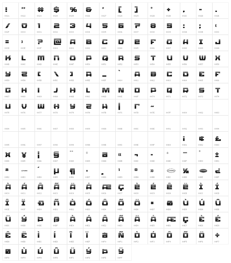 Olympic Carrier Halftone Character Map
