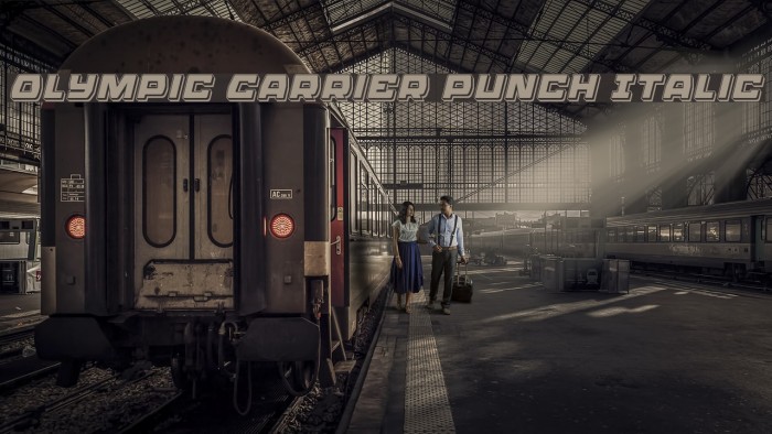 Olympic Carrier Punch Italic Font examples
