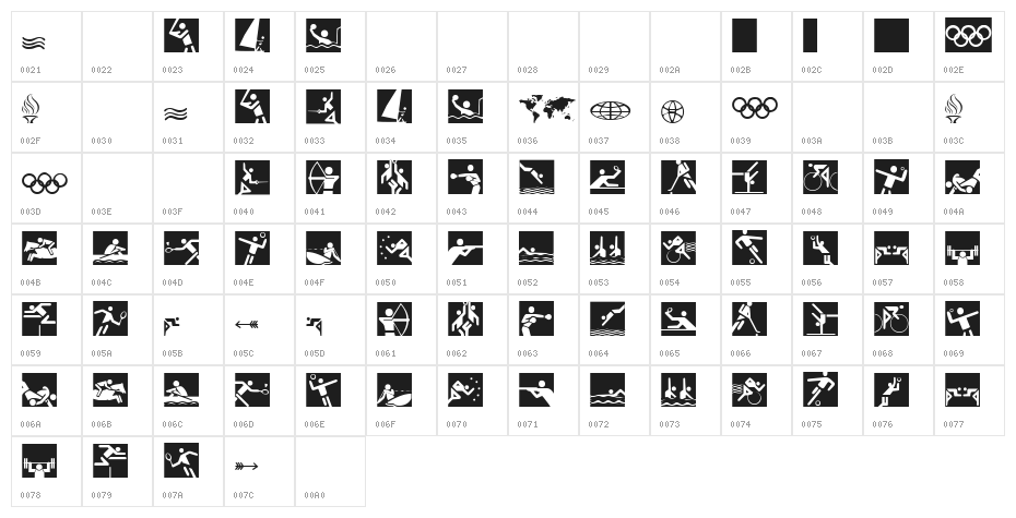 Olympicons 2 Character Map