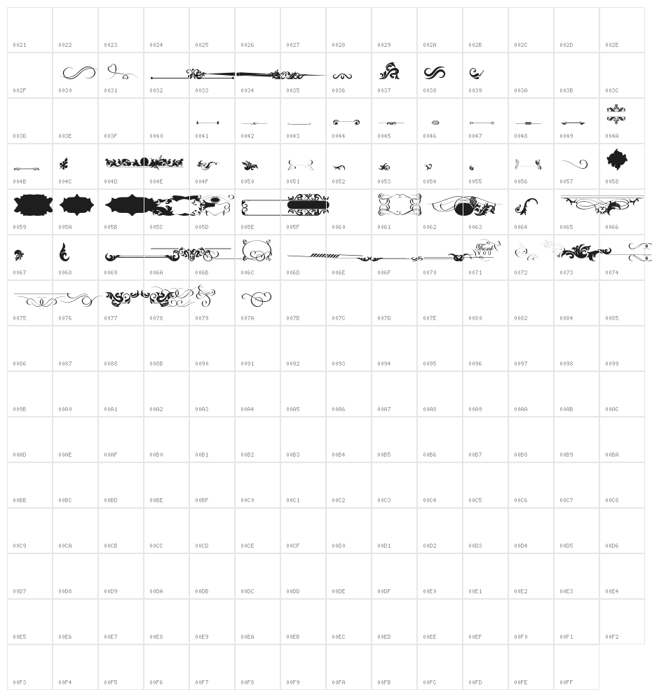 old retro labels tfb Character Map