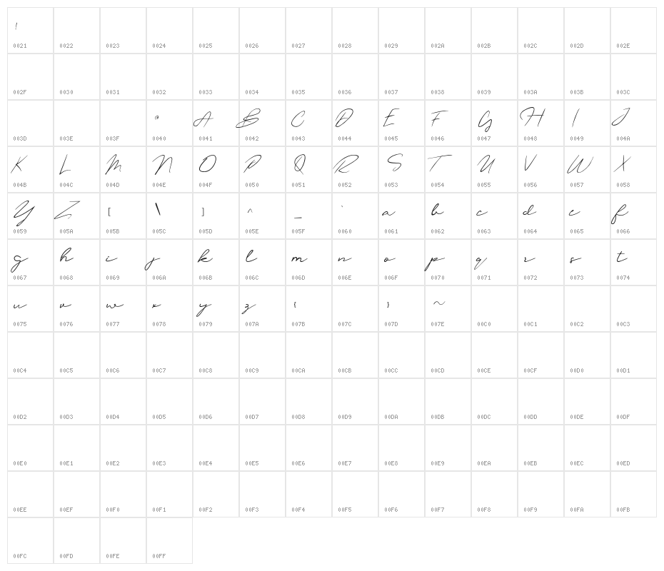 oliver quin Regular Character Map
