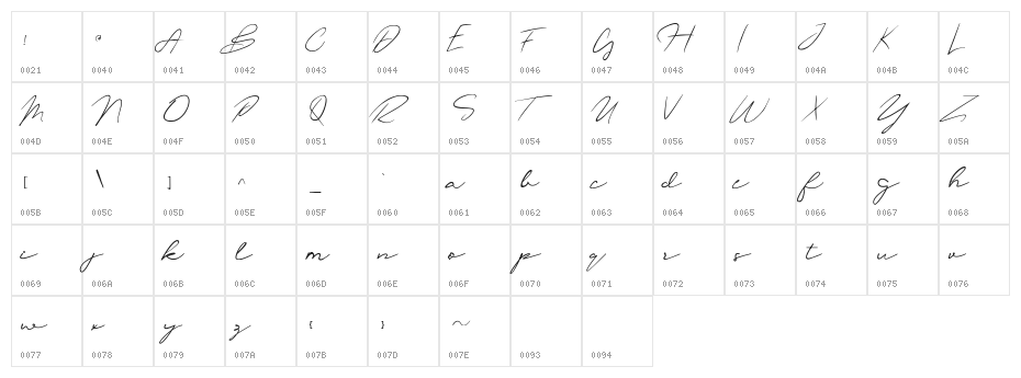 oliver quin Regular Character Map