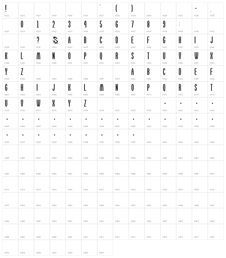 OMOTENASHI__G Character Map