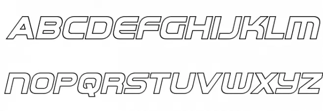Omega Flight Outline Italic फ़ॉन्ट अपरकेस
