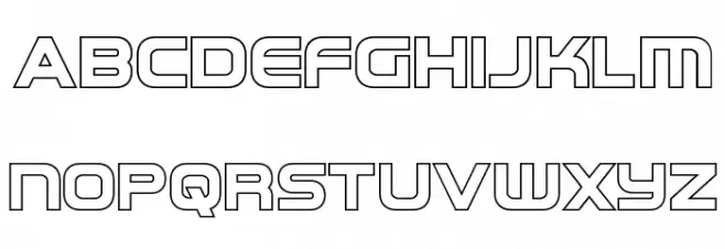 Omega Flight Outline Schriftart Groß