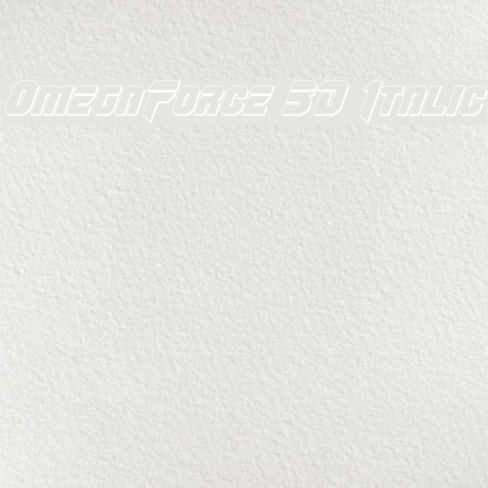 OmegaForce 3D Italic Font examples
