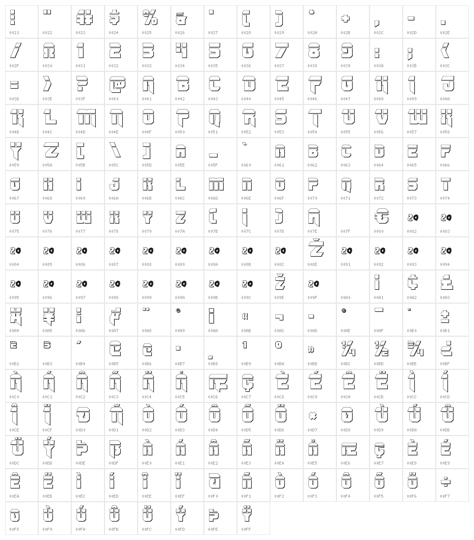OmegaForce Bullet Regular Character Map