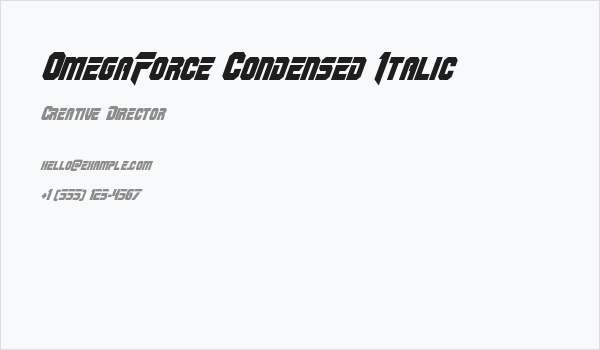 OmegaForce Condensed Italic Business Card