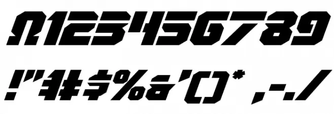 OmegaForce Expanded Italic Font OTHER CHARS