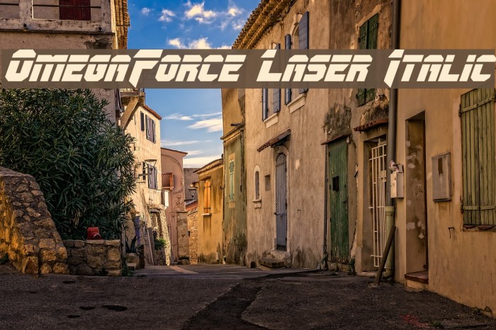 OmegaForce Laser Italic Font examples
