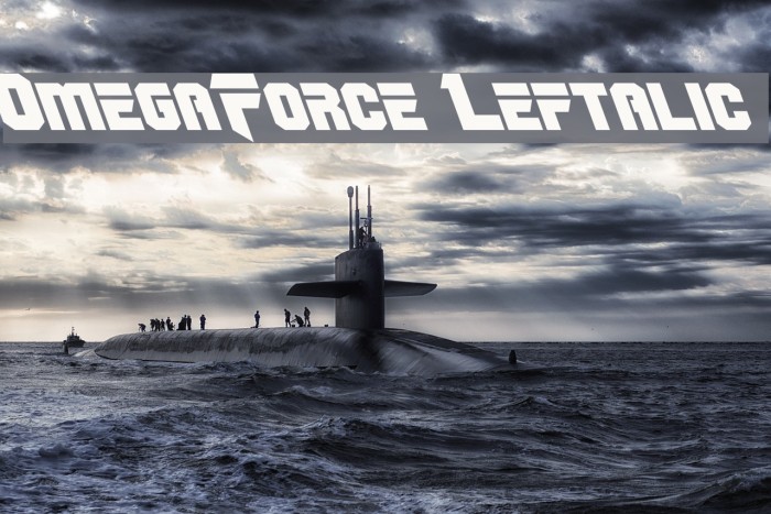 OmegaForce Leftalic Font examples